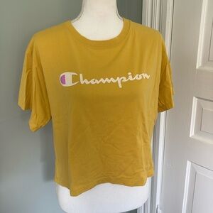 Champion Women’s Crop Top Athletic Shirt Size Large Canary Yellow